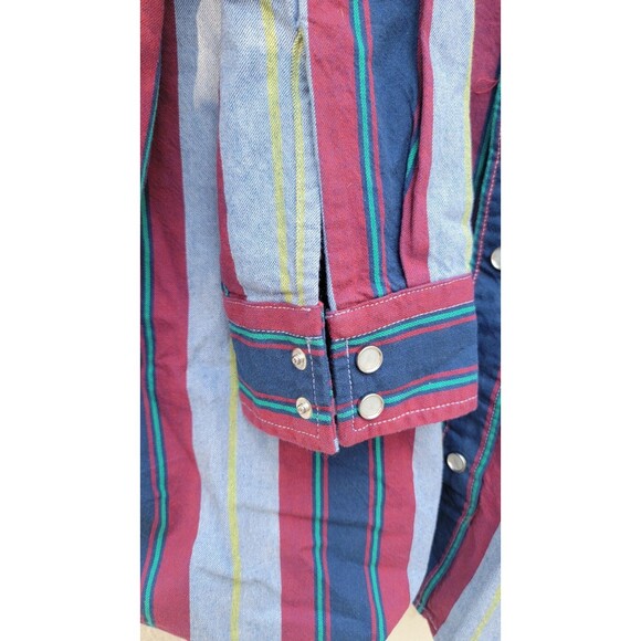 Levi's Mens Western Relaxed Fit Pearl Snap Long Sleeve Striped Shirt Size Large - Picture 10 of 10